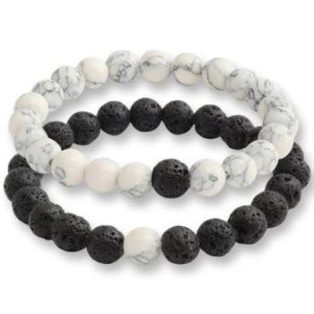 White Turquoise & Lava armbanden set