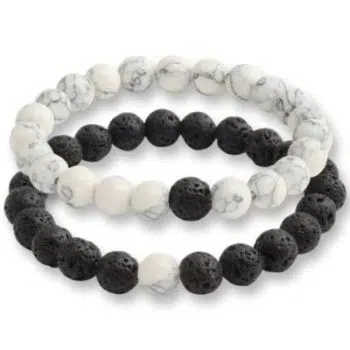 White Turquoise & Lava armbanden set