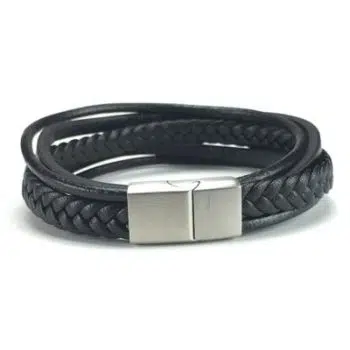 Flat & Twisted Zwart Leren armband