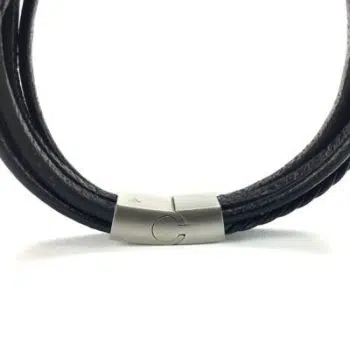 Flat & Twisted Zwart Leren armband - Afbeelding 3