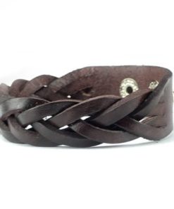 Geweven Bruin Leren armband