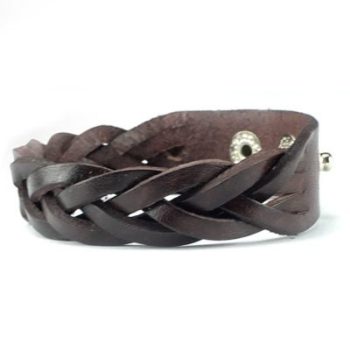 Geweven Bruin Leren armband