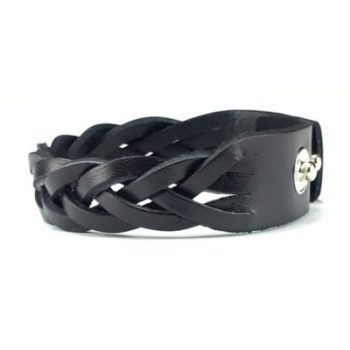 Geweven Zwart Leren armband