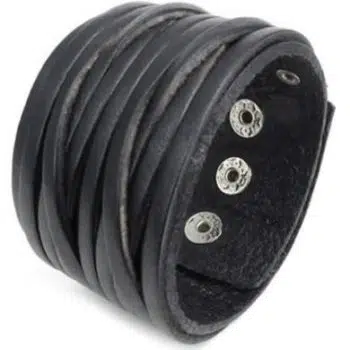 Brede Leren armband Zwart