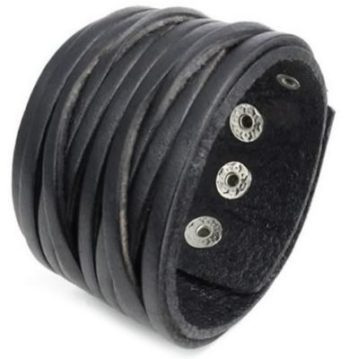 Brede Leren armband Zwart
