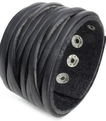 Brede Leren armband Zwart