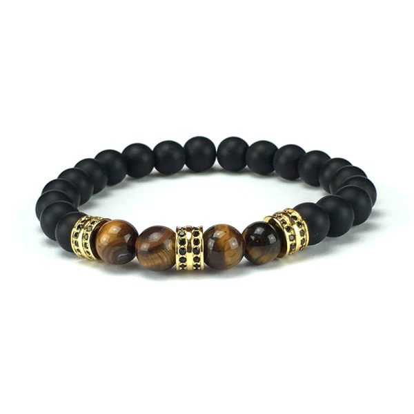 Tiger Eye & zwartgoud armband