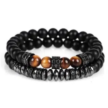 Hematite Tiger armbandenset