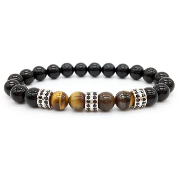tijgeroog kralenarmband zirkoon