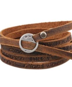 Wikkelarmband Woorden Lichtbruin