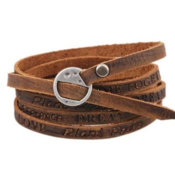Wikkelarmband Woorden Lichtbruin