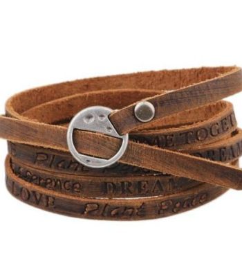 Wikkelarmband Woorden Lichtbruin