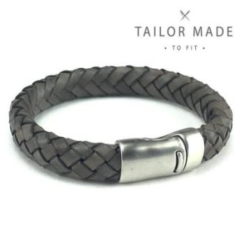 Badboyz Gevlochten Armband Zwartgrijs 12mm