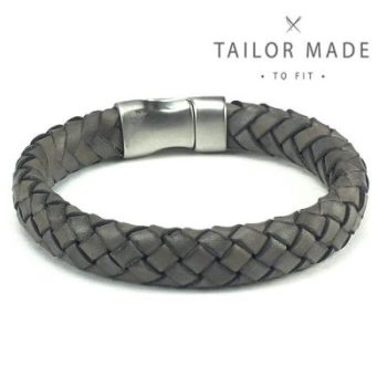 Badboyz Gevlochten Armband Zwartgrijs 12mm - Afbeelding 2