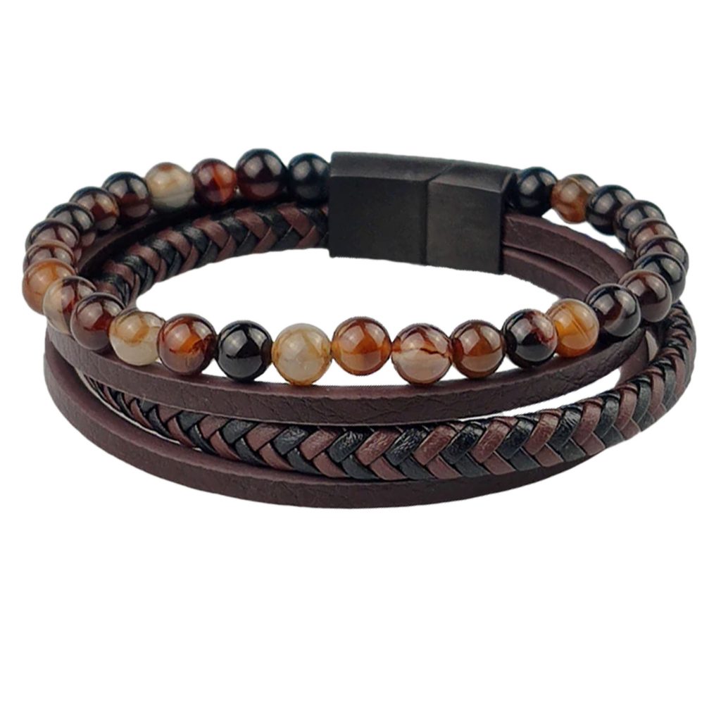 Dario Leather-Brown-kralen Armband