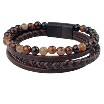 Dario Leather-Brown-kralen Armband