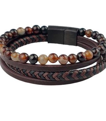 Dario Leather-Brown-kralen Armband