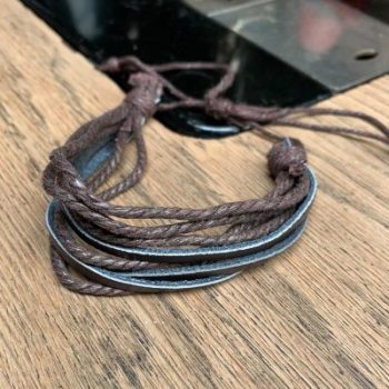 Zwart/Bruin Leder/touw armband Multilayer  Gevlochten - Afbeelding 3