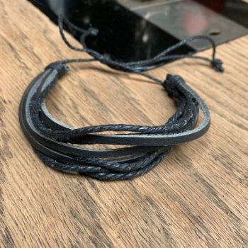 Zwart/Bruin Leder/touw armband Multilayer  Gevlochten - Afbeelding 6
