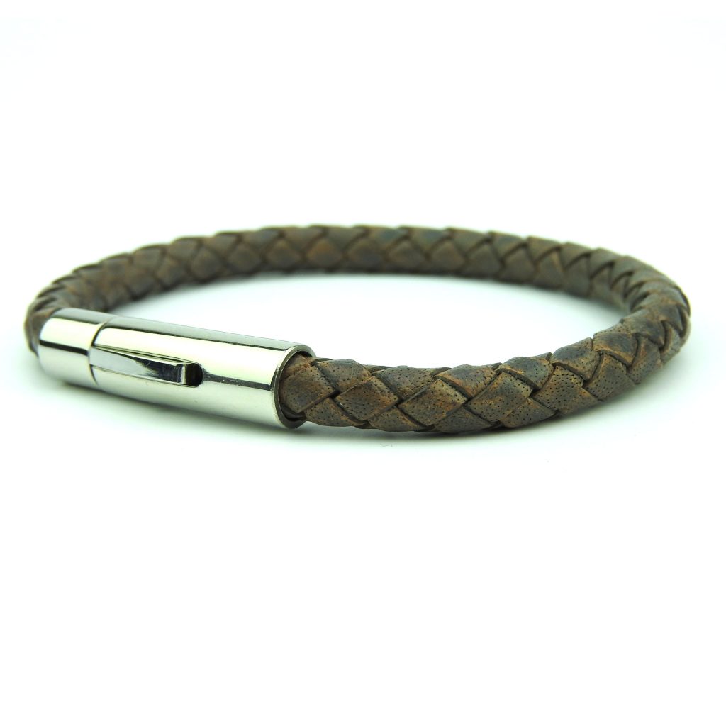 Rond Gevlochten Armband Bruin 6mm