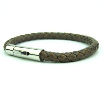 Rond Gevlochten Armband Bruin 6mm