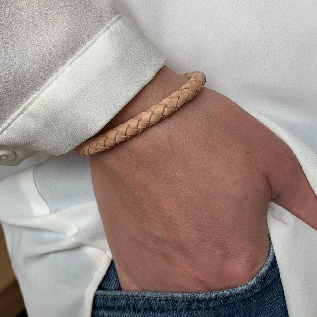 Rond Gevlochten Armband Beige 6mm - Afbeelding 4