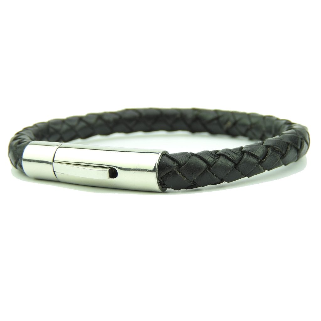 Rond Gevlochten Armband Zwart 6mm