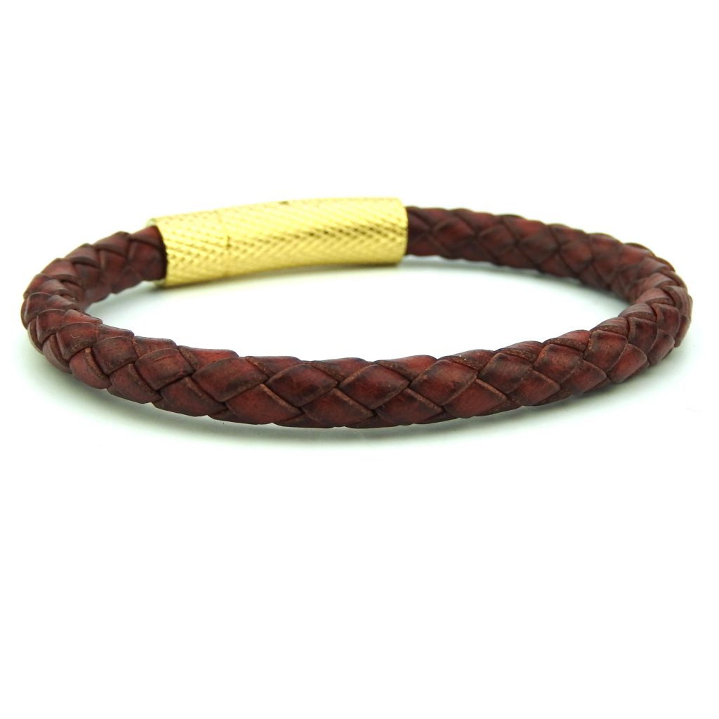 Rond Gevlochten Armband Vintage Rood 6mm - Afbeelding 3