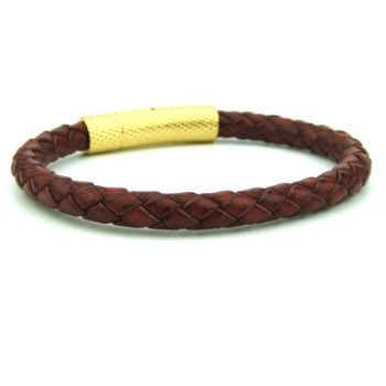 Rond Gevlochten Armband Vintage Rood 6mm - Afbeelding 3