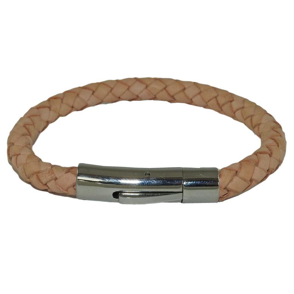 Rond Gevlochten Armband Beige 6mm