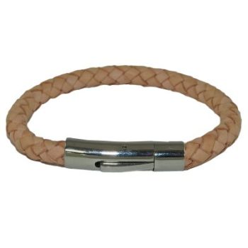 Rond Gevlochten Armband Beige 6mm