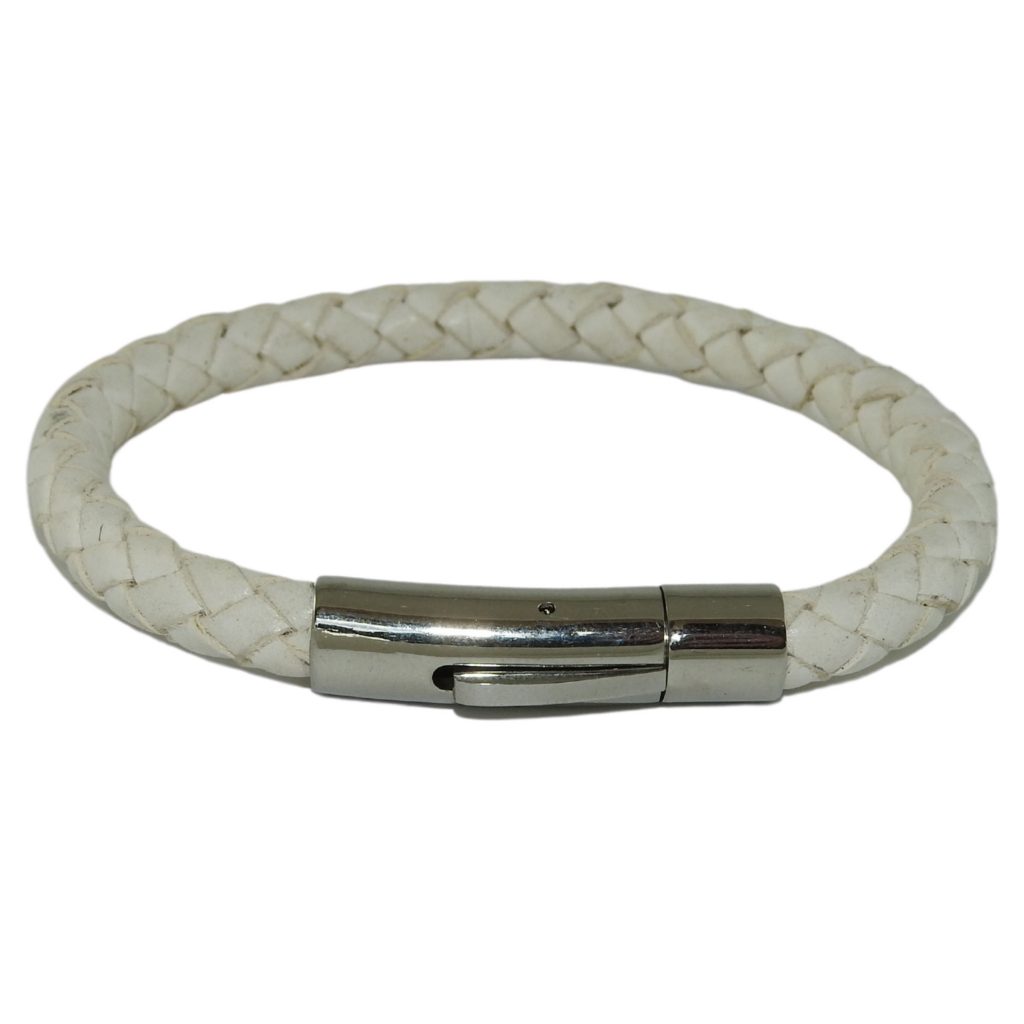 Rond Gevlochten Armband Wit 6mm