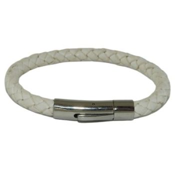 Rond Gevlochten Armband Wit 6mm