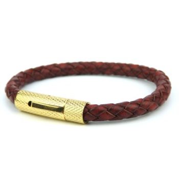 Rond Gevlochten Armband Vintage Rood 6mm