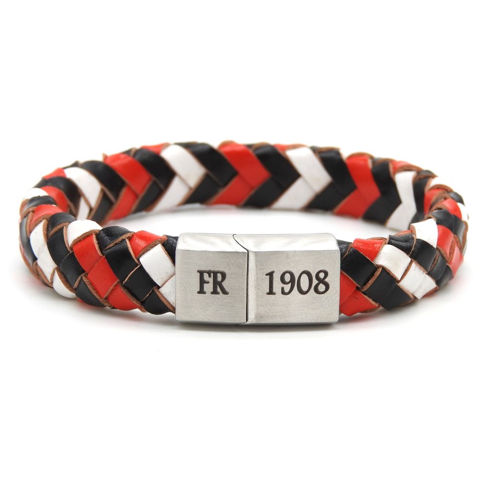 FR1908 12mm Rood-Wit-Zwart Armband 1