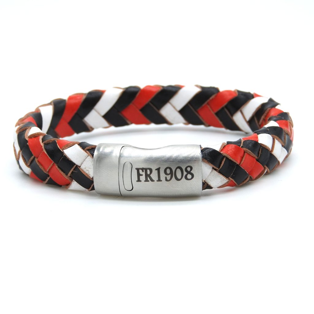 FR1908 12mm Rood-Wit-Zwart Armband