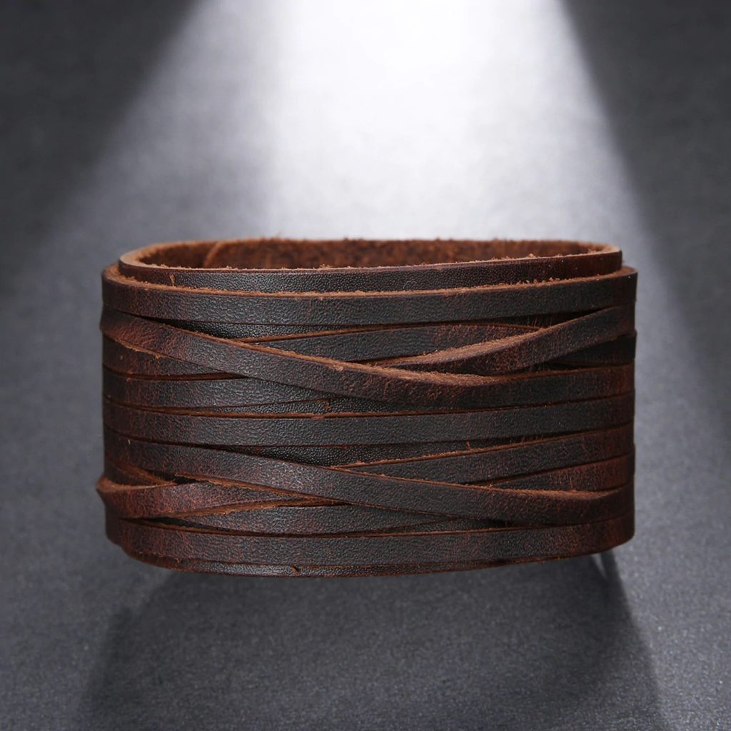 Brede Leren Armband Bruin - Afbeelding 5