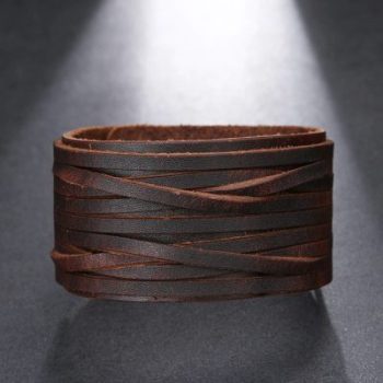 Brede Leren Armband Bruin - Afbeelding 5