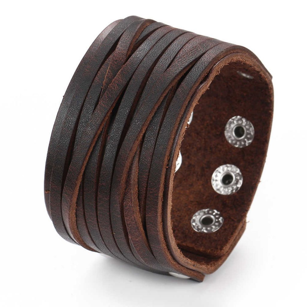 Brede Leren Armband Bruin