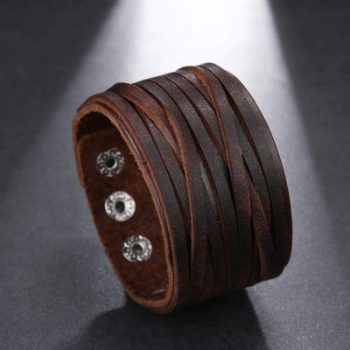 Brede Leren Armband Bruin - Afbeelding 4
