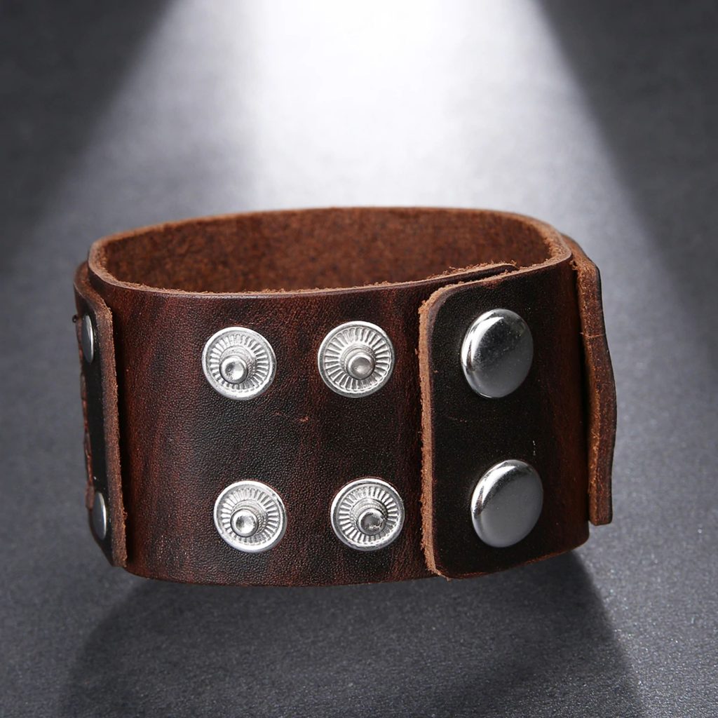 Brede Leren Armband Bruin - Afbeelding 3