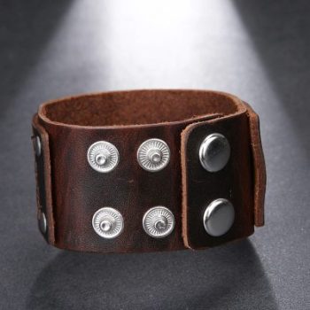 Brede Leren Armband Bruin - Afbeelding 3