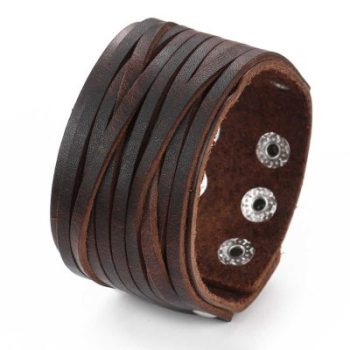 Brede Leren Armband Bruin