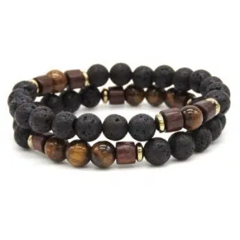 Tigereye-Wood 8mm armbandenset