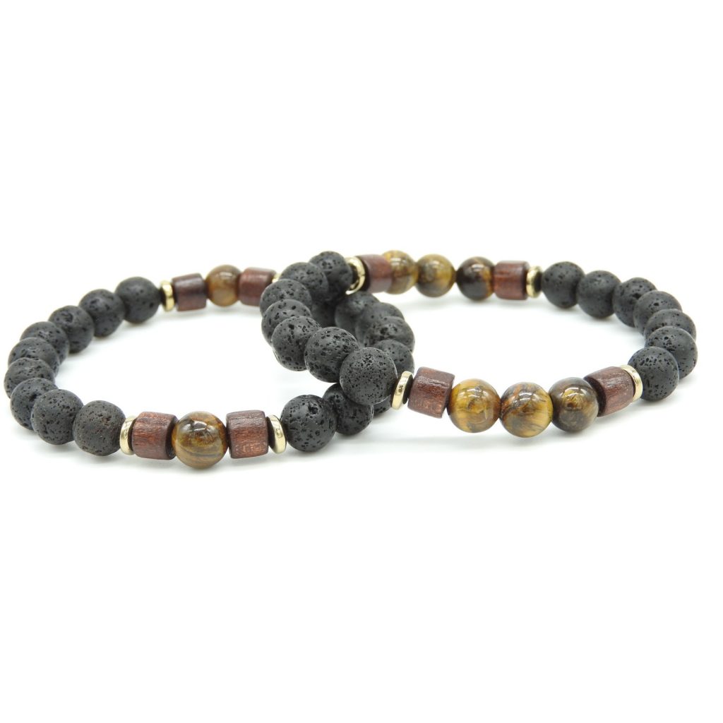 Tigereye-Wood 8mm armbandenset - Afbeelding 3
