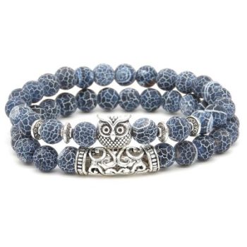 Double Blue Owl Armbandenset 8mm