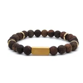 Graveer Armband-Brown Gold 8mm