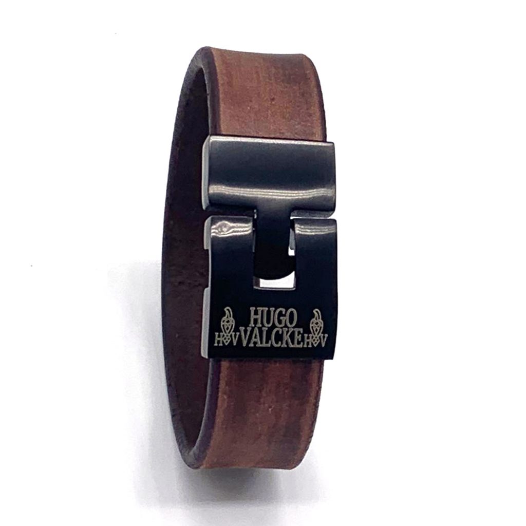 Hugo Valcke Vintage Bruin Armband 20mm met zwarte sluiting - Afbeelding 4
