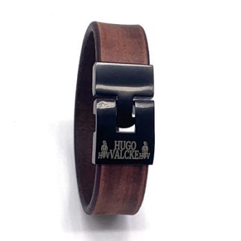 Hugo Valcke Vintage Bruin Armband 20mm met zwarte sluiting - Afbeelding 4