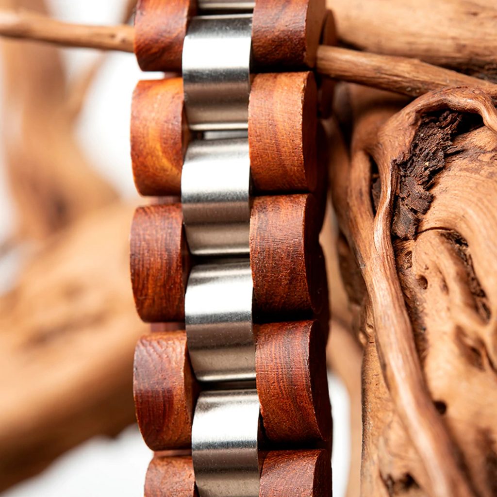 Heren Houten Armband – Redwood & Roestvrij Staal 15mm - Afbeelding 3
